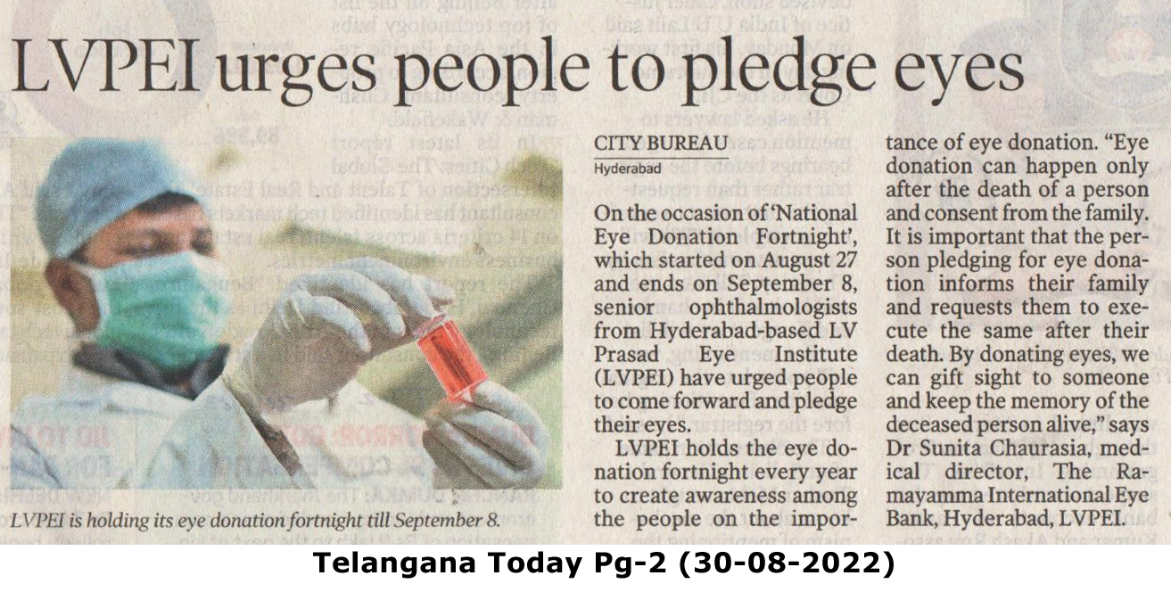 L V Prasad Eye Institute Urges People to Pledge for Eye Donation