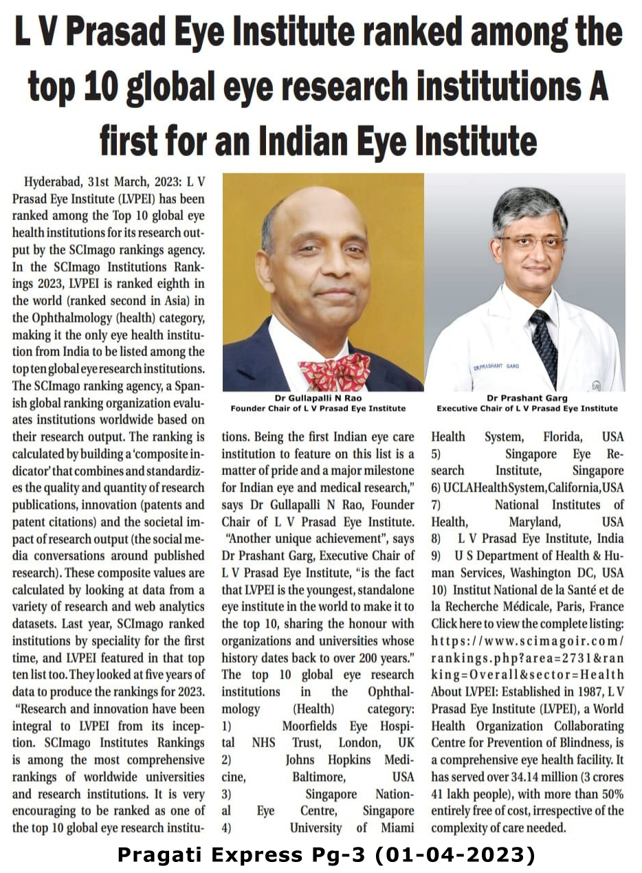 Innovation at its best: L V Prasad Eye Institute in Hyderabad wins again-  The New Indian Express